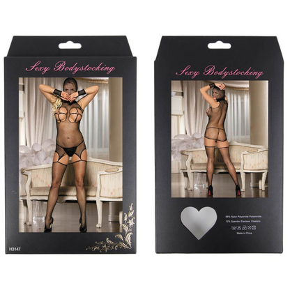 Queen Lingerie - Bodystocking With Cap Bare Breasts S/L