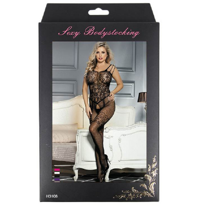 Queen Lingerie - Bodystocking With Flower Opening S/L