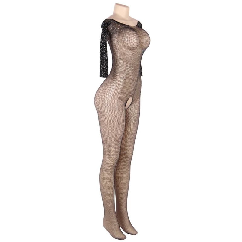 Queen Lingerie - Long Sleeve Bodystocking With Diamonds S/L