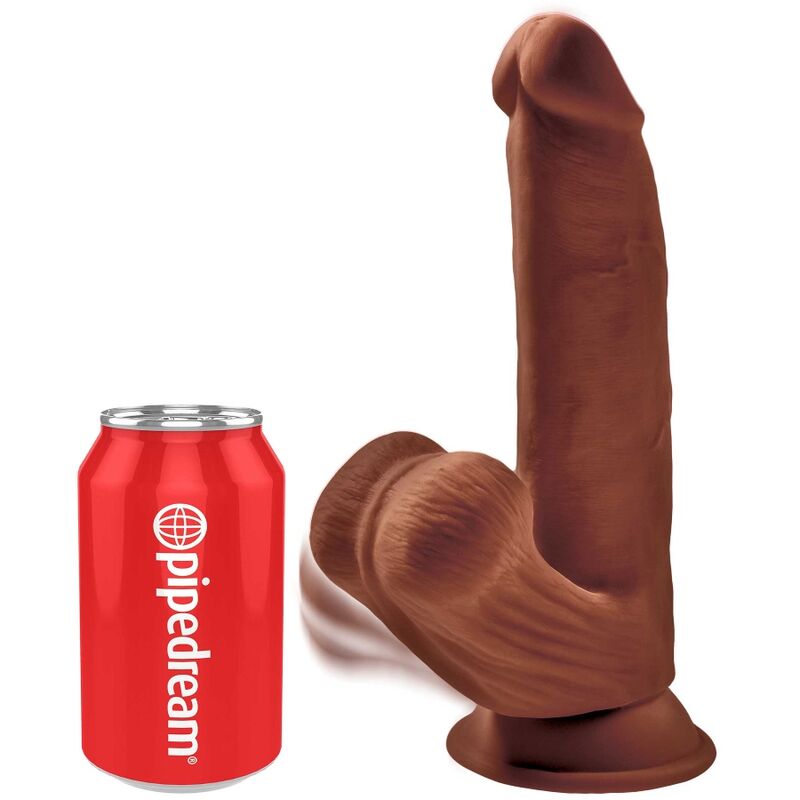 King Cock - Plus 3D Dildo Swinging Balls 24.5 Cm Brown