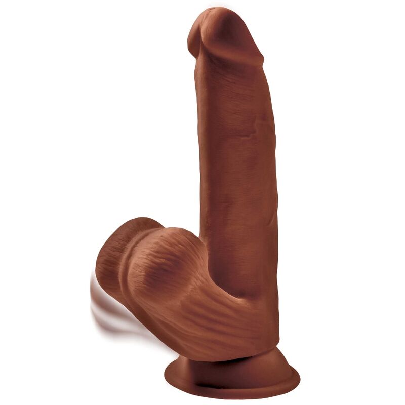 King Cock - Plus 3D Dildo Swinging Balls 24.5 Cm Brown