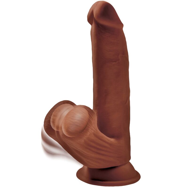 King Cock - Plus 3D Dildo Swinging Balls 24.5 Cm Brown