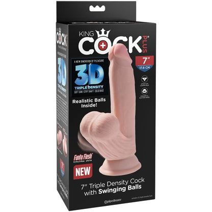 King Cock - Plus 3D Dildo Swinging Balls 15.2 Cm Light Skin