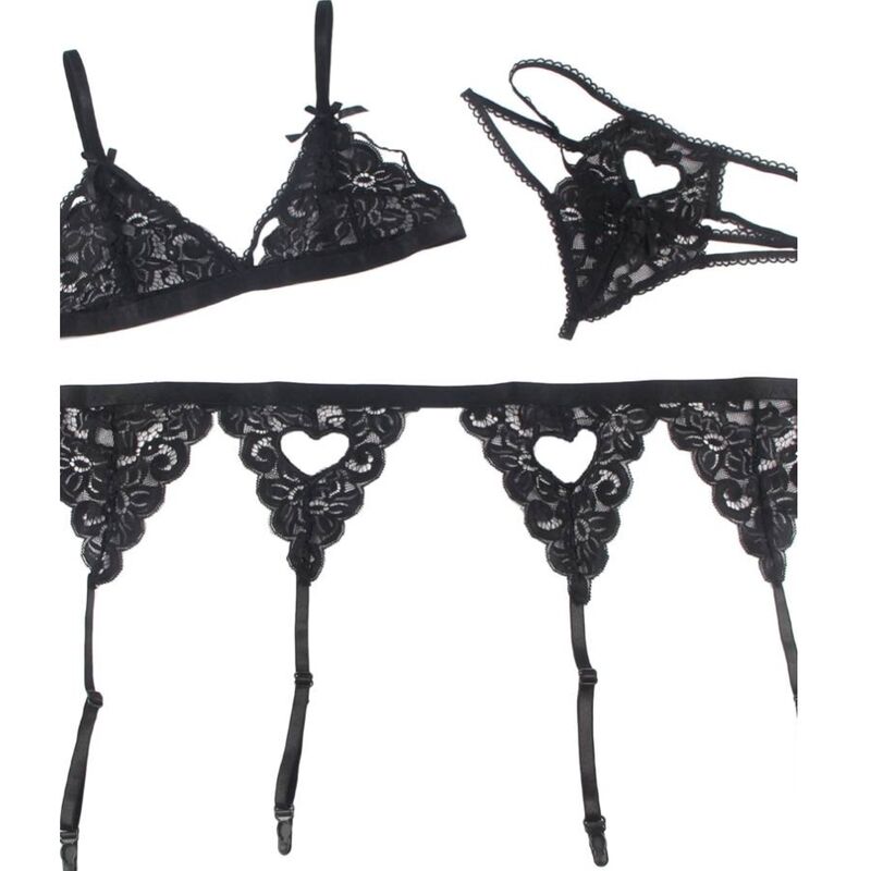 Subblime - Set Three Pieces Set Bra + Garter Belt + Thong S/M