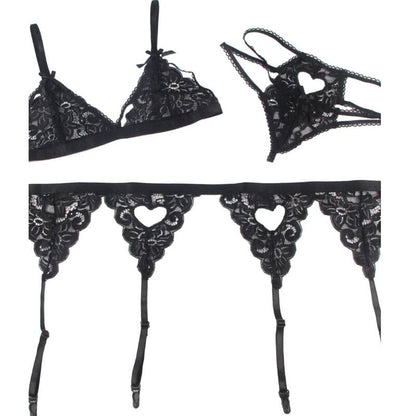 Subblime - Set Three Pieces Set Bra+ Garter Belt + Thong L/Xl