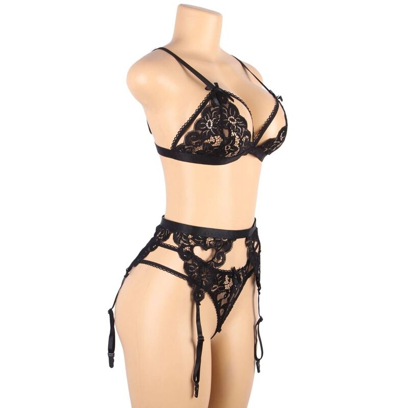 Subblime - Set Three Pieces Set Bra+ Garter Belt + Thong L/Xl