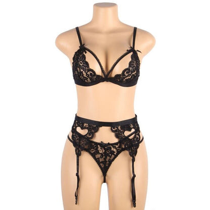 Subblime - Set Three Pieces Set Bra+ Garter Belt + Thong L/Xl