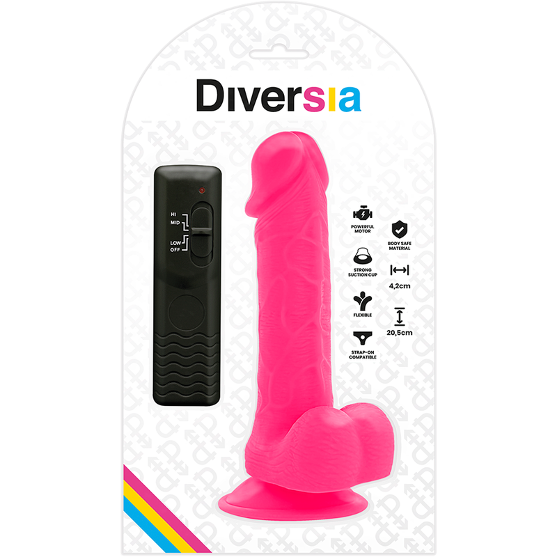 Diversia - Flexible Vibrating Dildo Pink 20.5 Cm -O- 4.2 Cm