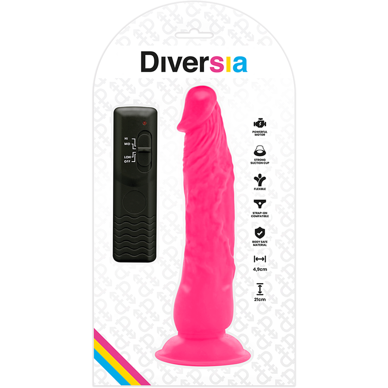 Diversia - Flexible Vibrating Dildo Pink 21 Cm -O- 4.9 Cm