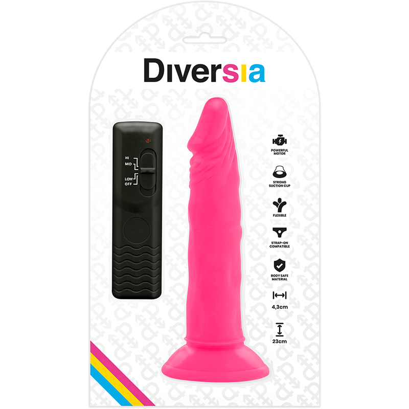 Diversia - Flexible Vibrating Dildo Pink 23 Cm -O- 4.3 Cm