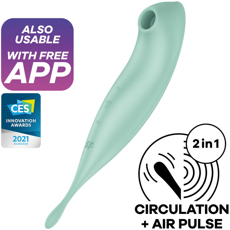 Satisfyer - Twirling Pro+ Air Pulse Stimulator & Vibrator App Green