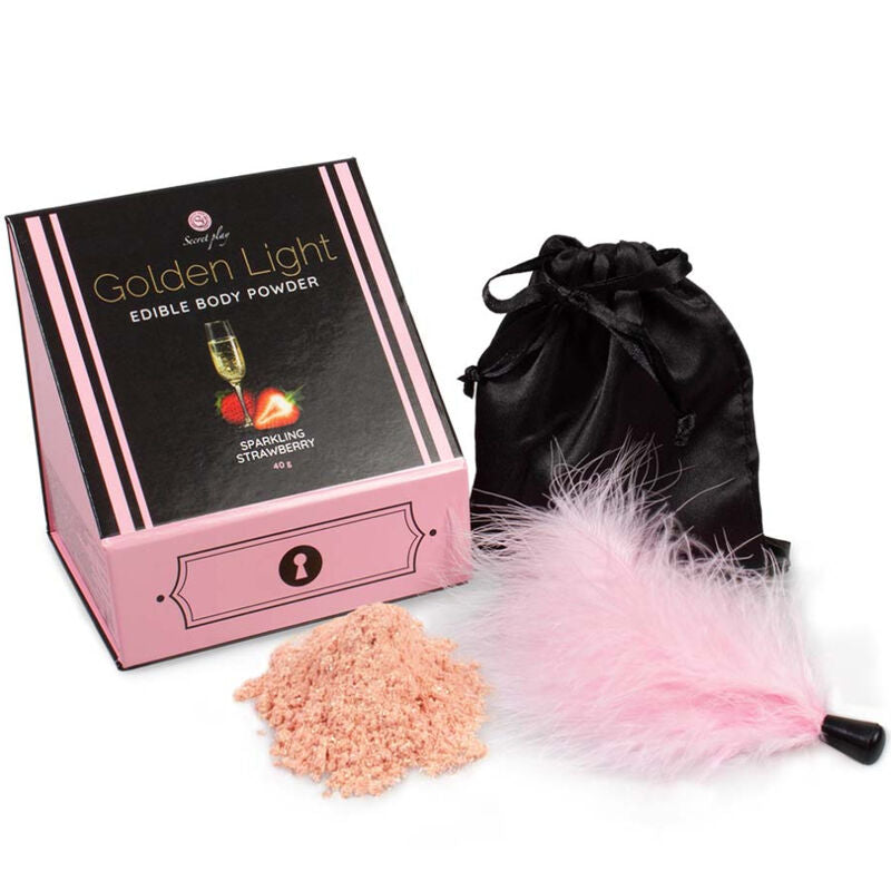 Secretplay - Golden Light Kit Sparkling Strawberry Edible Powder & Feather