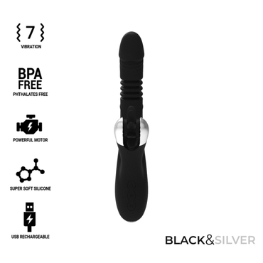 BLACK&SILVER - DelighToys Black&Silver Bunny Reed Up & Down Vibe