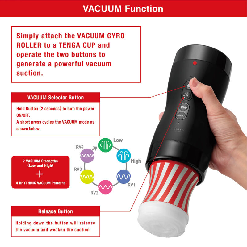 Tenga - Vacuum Gyro Roller Suction & Rotation