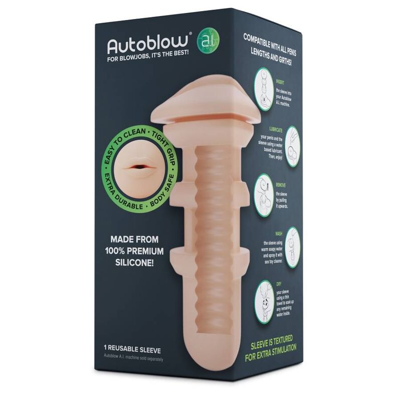 Replace your worn-out Autoblow Mouth Male Masturbator Sleeve with this lifelike silicone option. Durable, odorless, and non-porous for an unmatched blowjob experience.5