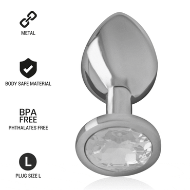 Intense - Aluminum Metal Anal Plug With Silver Crystal Size L