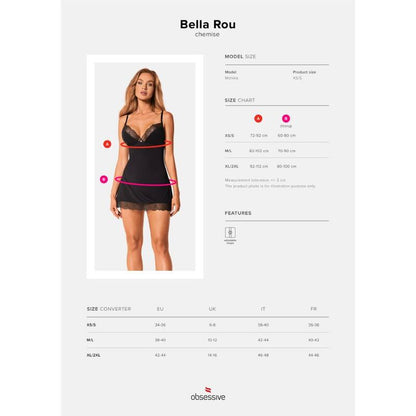 Obsessive - Bella Rou Chemise & Thong Xl/Xxl