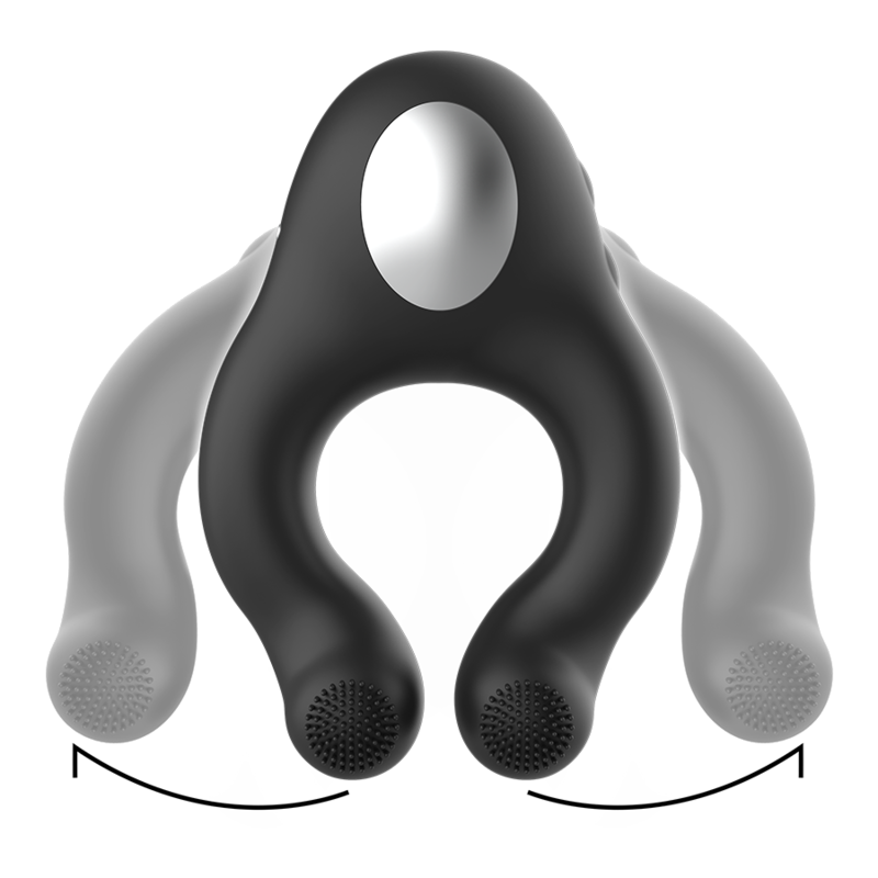 Black&Silver - Silicone Vibrator Ring 3 Motors Rechargeable Black