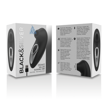 Black&Silver - Drake Deluxe Sucking Vibe Rechargeable Silicone Black