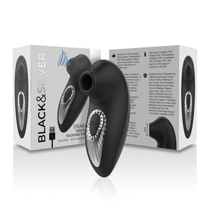 Black&Silver - Drake Deluxe Sucking Vibe Rechargeable Silicone Black