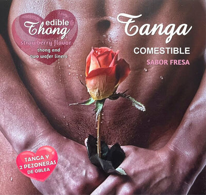 Hotflowers Men's Edible Wafer Thong and 2 Nipple Pads – Lingerie – Strawberry – product photo 1
