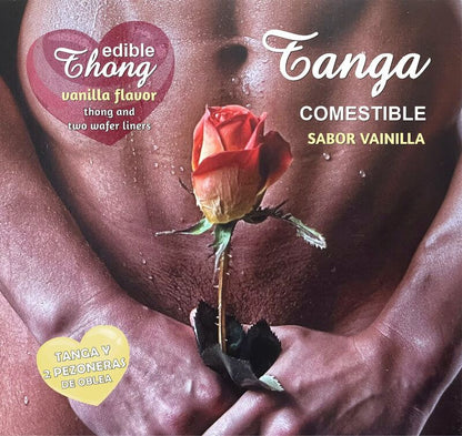 Hotflowers Men's Edible Wafer Thong and 2 Nipple Pads – Lingerie – Vanilla – product photo 2
