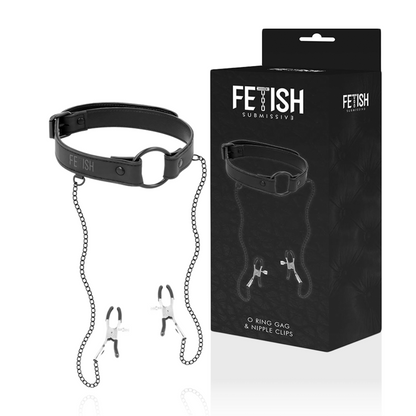 Fetish Submissive - Gag Ring With Nipple Clamps