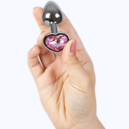 Secretplay - Metal Butt Plug Fuchsia Heart Small Size 7 Cm