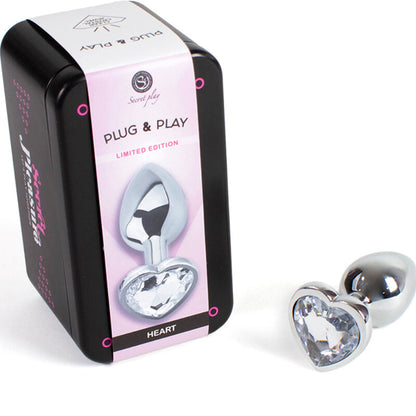 Secretplay - Metal Butt Plug Clear Crystal Heart Small Size 7 Cm