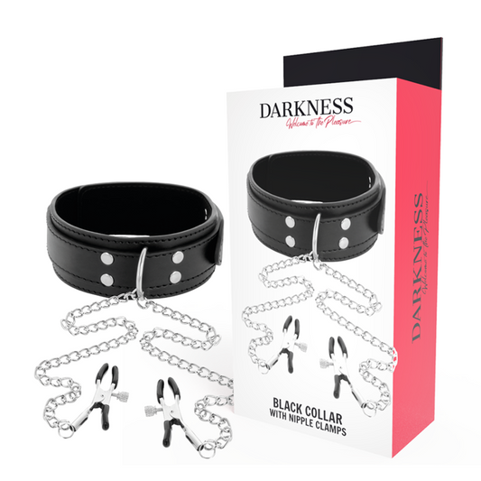 Darkness - Collar With Nipple Clamps Black