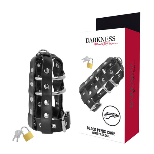 Darkness - Leather Chastity Cage With Lock