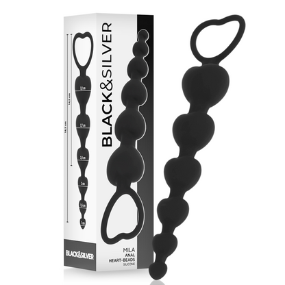 Black&Silver - Mila Anal Chain Of Hearts 18 Cm