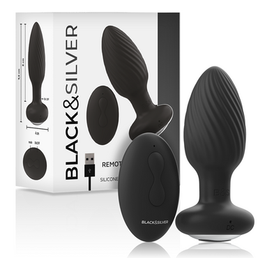 Black&Silver - Wells Plug Silicone Anal Rotator Remote Control