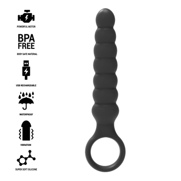 BLACK&SILVER - DelighToys Black&Silver Bob Silicone Anal Dilator Vibration
