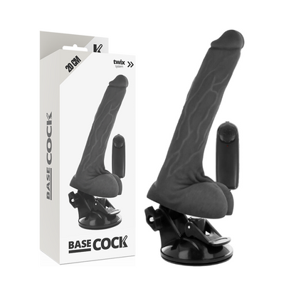 Basecock - Realistic Black Remote Control Vibrator With Testicles 20 Cm -O- 4 Cm