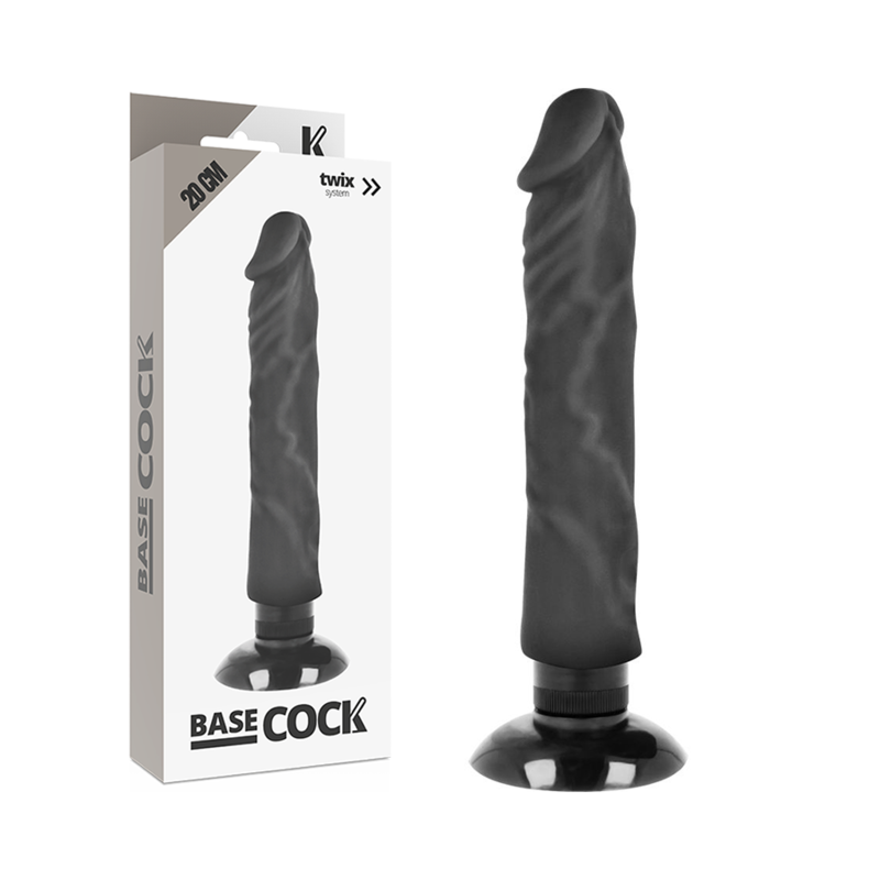 Basecock - Realistic Vibrator 2-1 Black 20 Cm -O- 4 Cm