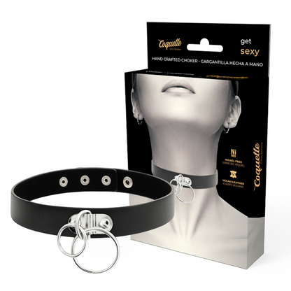 Coquette - Chic Desire Double Ring Vegan Leather Choker