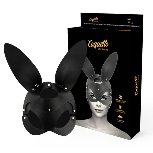 Coquette Chic Desire - Vegan Leather Mask With Rabbit Ears