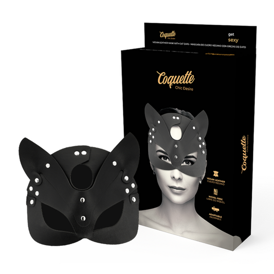 Coquette Chic Desire - Vegan Leather Mask With Cat Ears