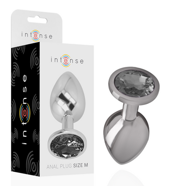 Intense - Aluminum Metal Anal Plug With Black Glass Size M
