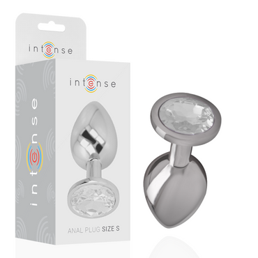 Intense - Aluminum Metal Anal Plug With Silver Crystal Size S