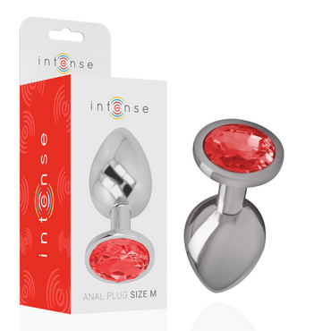 Intense - Metal Anal Plug With Red Crystal Size M