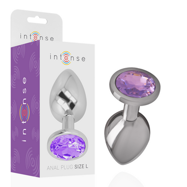 Intense - Aluminum Metal Anal Plug With Violet Crystal Size S