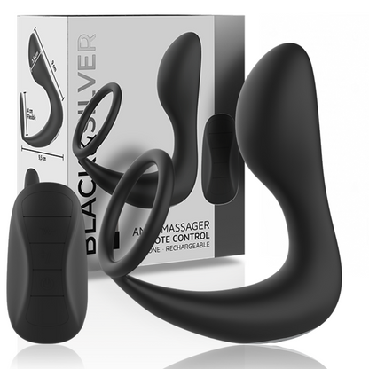 Black&Silver - Remote Control Anal Massager Rechargeable Silicone Black