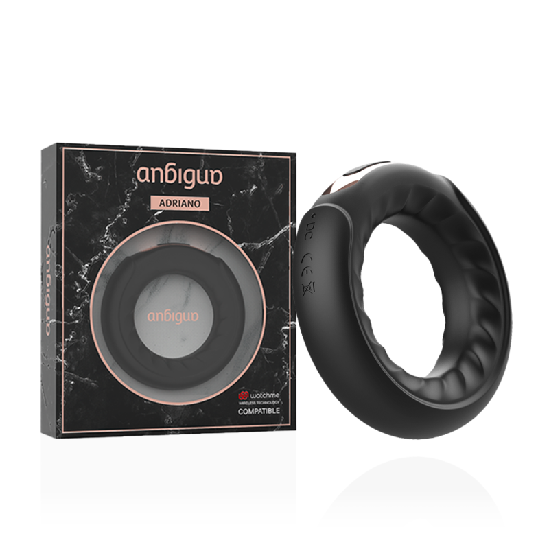 xplore the Anbiguo Adriano Vibrating Ring. Dual motors, 7 vibration modes, Watchme wireless technology compatible, USB rechargeable, and phthalate-free.1