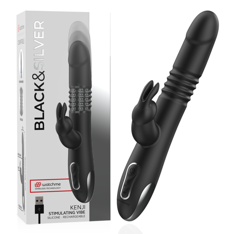 Experience intense G-spot pleasure with the Black Silver G-Spot Stimulating Vibe. Up & Down motion, clitoral stimulation, rotating pearls, USB rechargeable, and Watchme-compatible.2