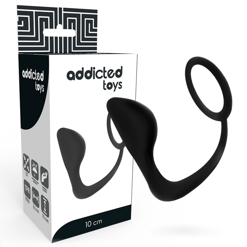 Experience ultimate pleasure with the Addicted Toys Anal Plug Black Penis Ring, designed for dual stimulation and body-safe comfort.