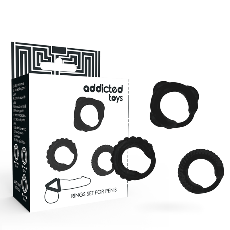 Boost stamina and satisfaction with the Addicted Toys C-Ring Set Black. Three versatile rings provide comfort, firmness, and lasting pleasure.