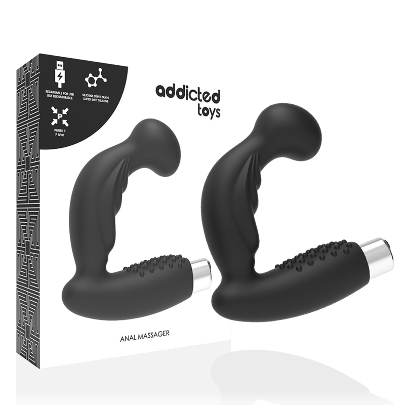 Explore intense male pleasure with Addicted Toys Prostatic Vibrator P-Spot. USB rechargeable, waterproof, hypoallergenic silicone, and designed for powerful G-spot stimulation.1