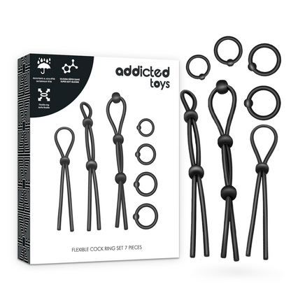 Addicted Toys - Flexible Silicone Cock Ring Set 7 Pieces